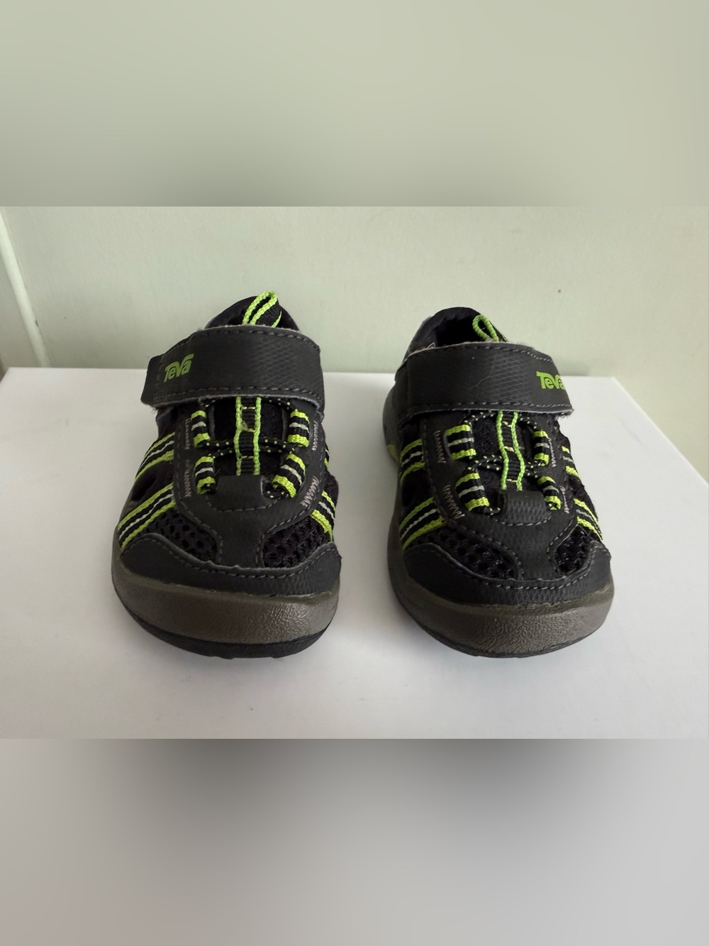 Teva Kids Black with Neon Green Trim